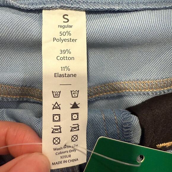 Halara Flex High Waisted Bodycon Denim Casual Midi Skirt Cyan Blue Small Stretch - Picture 9 of 12